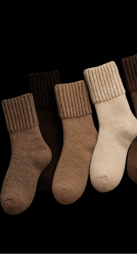 NomadsX 5 Pairs Plush Thermal Crew Socks — One Size, Neutral Tones
